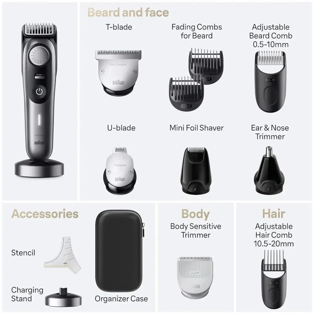 Braun All-in-One Men's Shaving Kit Series 9 9440, 13-in-1 Beard, Face, Nose, Ear
